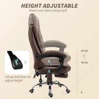 Vinsetto Masujący Fotel Biurowy z Funkcją Leżenia i Ogrzewania, Obrotowy, Ergonomiczny, do 120 kg, Brązowy(m-6)