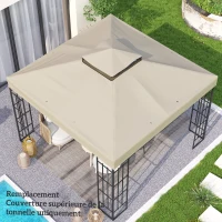 Outsunny 3 x 3 m Gazebo Canopy Replacement — 2-Tier, UPF30+, Drainage Holes, Cream(m-9)