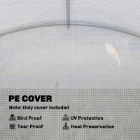 Outsunny Folia do szklarni 3 x 3 m, wodoodporna folia polietylenowa z rolowanymi drzwiami, 6 okien, ochrona UV, biała(m-6)