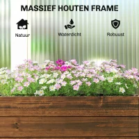 Outsunny Houten hoogbed, plantenbak met wielen, mobiel tuinbak 60 x 30 x 41 cm voor tuin en balkon(m-6)