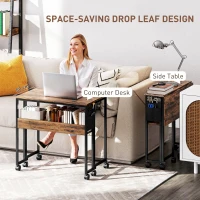 HOMCOM 80 cm Drop Leaf Writing Work Desk - Rustic Brown(m-4)