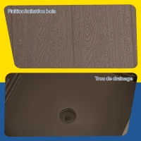 Outsunny Parasol base weighted parasol side table planter with drainage wheels handles PE and metal brown(m-8)