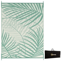 Outsunny Reversible Outdoor Garden Mat 365L x 274l cm Waterproof Leaf Pattern with Carry Bag, Green Cream