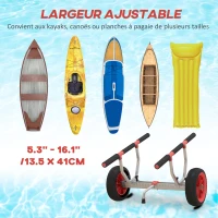 SPORTNOW Kayak transport cart for kayak stand-up paddle canoe with adjustable width large wheels aluminum frame black red(m-4)