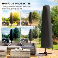 Outsunny Umbrelă de Grădină 3x3m Decentralizată cu Bază în Formă de Cruce și Acoperiș, din Aluminiu, Kaki(m-8)