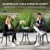 Outsunny 3-piece aluminum bistro garden set 2 chairs + round wrought-iron effect table(m-6)