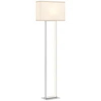 HOMCOM LED Floor Lamp, 150 cm Dimmable Standing Lamp with Linen Shade and Foot Switch, Modern Minimalist Tall Night Light with Metal Base for Living Room, Bedroom, Office, White(m-11)