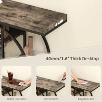 HOMCOM Industrial Console Table with Storage Shelves - Rustic Brown(m-5)