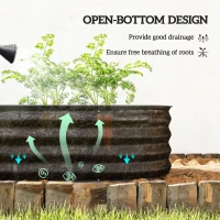 Outsunny Galvanised Raised Garden Bed, Metal Planter Box with Safety Edging, for Flowers, Herbs, Succulents, Black(m-5)