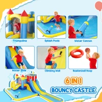 AIYAPLAY Inflatable Bouncy Castle, Kids Water Bounce House 6 in 1 with 550W Blower, 2 Slides for Garden, Party, Outdoor Indoor(m-5)