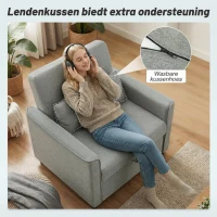 HOMCOM 3-in-1 slaapfauteuil, uitschuifbare sofabed-fauteuil met verstelbare rugleuning, grijs(m-7)