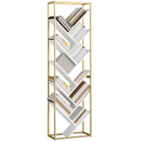 HOMCOM 10 Shelf Modern-Style Bookshelf - Gold Tone/White(m-10)
