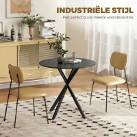 HOMCOM Ronde keukentafel, 80 cm, compact tafelblad, spaanplaat, metaal, zwart(m-5)