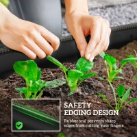 Outsunny Galvanised Raised Garden Bed, Metal Planter Box with Safety Edging, for Flowers, Herbs, Succulents, Black(m-6)