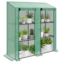 Outsunny 46 x 143cm Three-Shelf Mini Greenhouse - Green(m-10)
