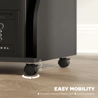 HOMCOM Biurko komputerowe z kółkami, płyta BP, czarne(m-5)