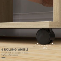 HOMCOM Open Wardrobe Double Mobile Storage Shelves Organizer W/6 Wheels-Natural(m-6)