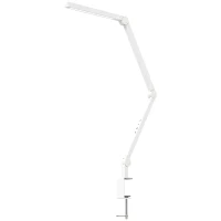 HOMCOM LED Desk Lamp, Dimmable Desk Light with Swing Arm and Clamp, Adjustable Eye-Caring Table Lamp with 2 Colour Modes & 5 Brightness Levels for Study, Drawing, Office, Architect, Task, White(m-11)