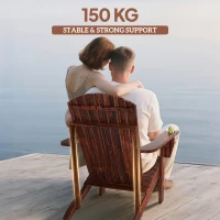 Outsunny Adirondack tuinstoel ligbank voor buiten tuinmeubel balkonstoel massief hout verkoold(m-7)