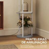 HOMCOM Candeeiro de Pé com Prateleiras 3 Temperaturas de Cor Controlo Remoto e Casquilho E27 Ø29x158 cm Cinzento(m-6)