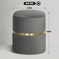 HOMCOM Velvet-Feel Storage Ottoman - Grey(m-3)