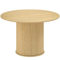 HOMCOM Mesa de jantar redonda para 5 pessoas, Ø 120 x 76 cm, mesa de cozinha com base cilíndrica canelada, madeira natural(m-1)