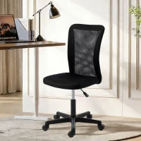 Vinsetto Computer Desk Chair, Armless Mesh Office Chair with Adjustable Height and Rolling Wheels, Black(m-2)