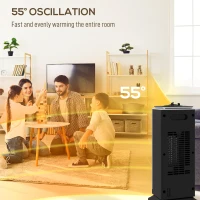 HOMCOM 2000W Ceramic Electric Heater with Fan, Oscillation - Black(m-6)