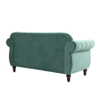 HOMCOM Canapea 2 locuri captusita invelita spuma de cauciuc picioare din lemn verde(m-15)