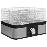 HOMCOM 5 Tier Food Dehydrator, 245W Stainless Steel Food Dryer Machine with Adjustable Temperature for Drying Fruit, Meat, Vegetable, Jerky and Pet Treat, Black(m-1)
