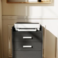 HOMCOM 3 Drawer Filing Cabinet, Rolling File Cabinet with Edged Top for Letter, A4 Size, Hanging File Folders, Black(m-9)