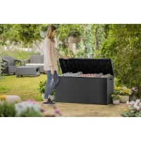 Coffre de rangement KETER extérieur en résine 270 litres Gris - Malle de jardin Emily(m-5)
