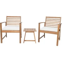 Salon de jardin en bois d'Acacia FSC avec coussins - 2 personnes - Cali - Ecru(m-1)