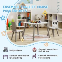 ZONEKIZ Ensemble table et chaises pour enfants, table pour enfant avec 2 chaises, motif animaux pour chambre à coucher gris(m-7)