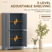 HOMCOM 4-Door Kitchen Storage Cabinet with Adjustable Shelves - Grey(m-6)