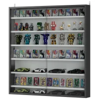 HOMCOM Vitrine pour collection vitrine murale 80 x 9,5 x 83 cm 6 étagères réglables en hauteur 2 portes coulissantes en verre(m-1)
