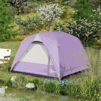 Outsunny 3-4 Person Camping Tent, Easy Set Up 3-4 Man Tent w/ Sewn-in Groundsheet, Waterproof Dome Tent w/ Mesh Windows(m-9)