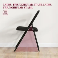 HOMCOM Set de 6 Scaune Pliabile cu Șezut Tapițat din Poliester și Cadru din Oțel, Negru(m-6)