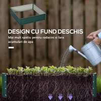 Outsunny Pat de Gradina Suprainaltat 120x120x30cm Galvanizat, Pat Suprainaltat pentru Plante cu Cadru din Otel pentru Legume, Flori, Plante si Ierburi, Verde(m-6)