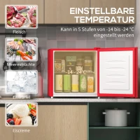 HOMCOM Tischgefrierschrank mit 35 Liter Kapazität, kleiner Gefrierschrank mit umkehrbarer Tür, Rot(m-4)