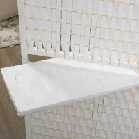 HOMCOM Parawan 4-częściowy 181 x 180 cm, Składany, z 2 półkami wykonany z drewna sosnowego i bambusa, do sypialni, biały(m-7)