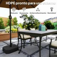 Outsunny Base para Chapéu de Sol Quadrada com Postes Ø38 mm Ø48 mm Recarregável com Areia 25 kg ou Água 20 kg Preto(m-6)