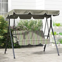 Outsunny Three-Seater Garden Swing Chair, with Adjustable Canopy - Green(m-8)
