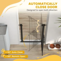 PawHut Dog Gate with Cat Flap Pet Safety Gate Barrier, Stair Pressure Fit, Auto Close, Double Locking, for Doorways, Hallways, 75-82 cm Black(m-5)