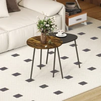 HOMCOM Nesting Side Table Set of 2 - Rustic Brown(m-7)