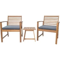 Salon de jardin en bois d'Acacia FSC avec coussins - 2 personnes - Cali - Gris(m-1)