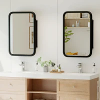 HOMCOM Bathroom Wall Cabinet with Tempered Mirror Metal Bathroom Mirror Cabinet with 3 Shelves Black(m-9)