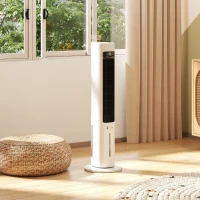 HOMCOM Ventilador Evaporativo 3 em 1 com Depósito de 3 L Oscilação 48° 3 Velocidades 3 Modos Temporizador 12 h Branco(m-4)