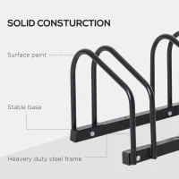 HOMCOM Bike Stand Parking Rack Floor or Wall Mount Bicycle Cycle Storage Locking Stand 135L x 33W x 27H (5 Racks, Black)(m-8)