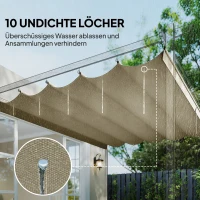 Outsunny Ersatzdach für 4 x 3 m Pergola, einziehbar, mit Regenabflusslöchern, wetterfest, Polyester, 350 x 260 cm Beige(m-6)